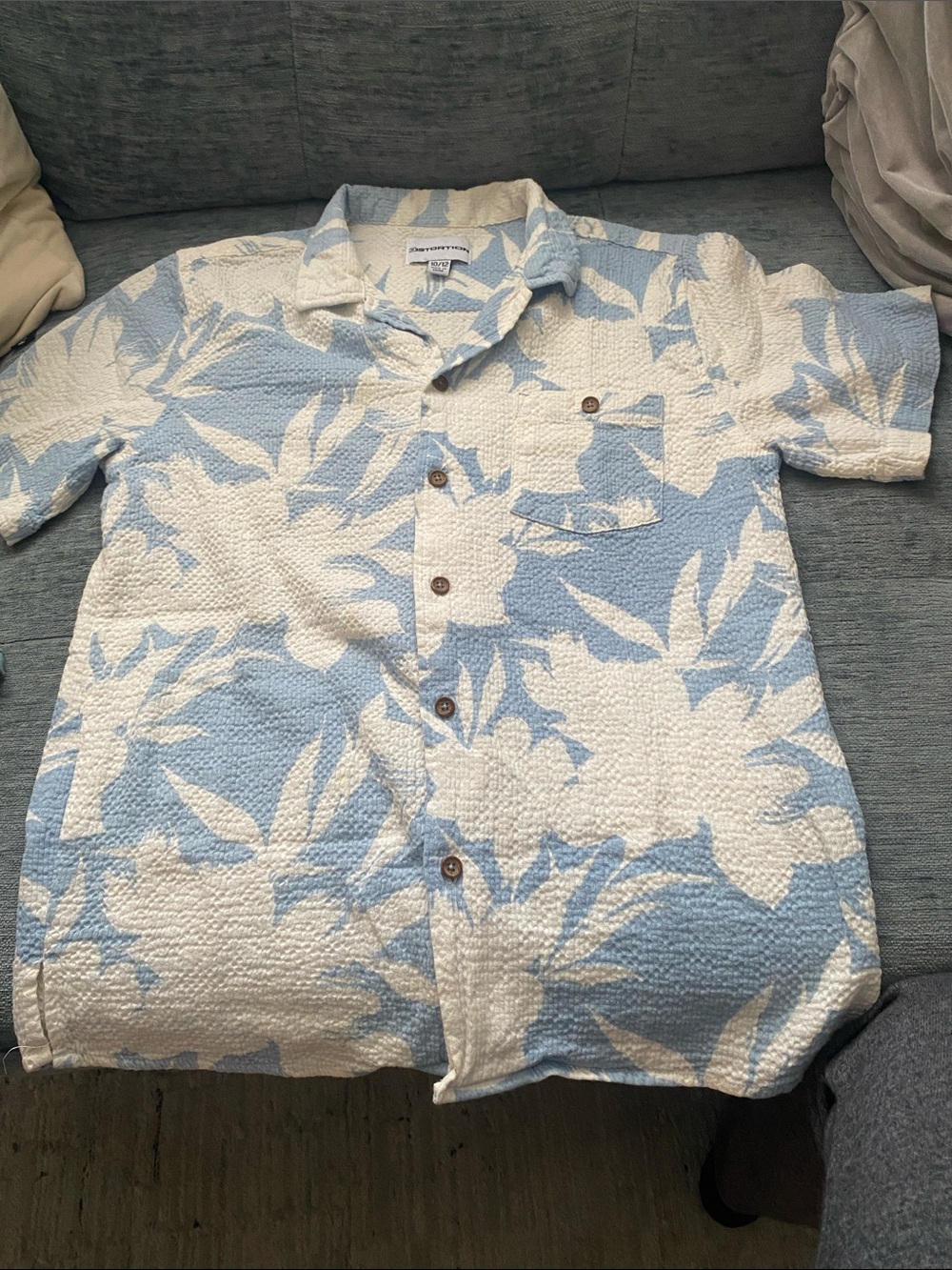 Tommy Bahama Light Blue & White Leaf Print Button-Up Shirt